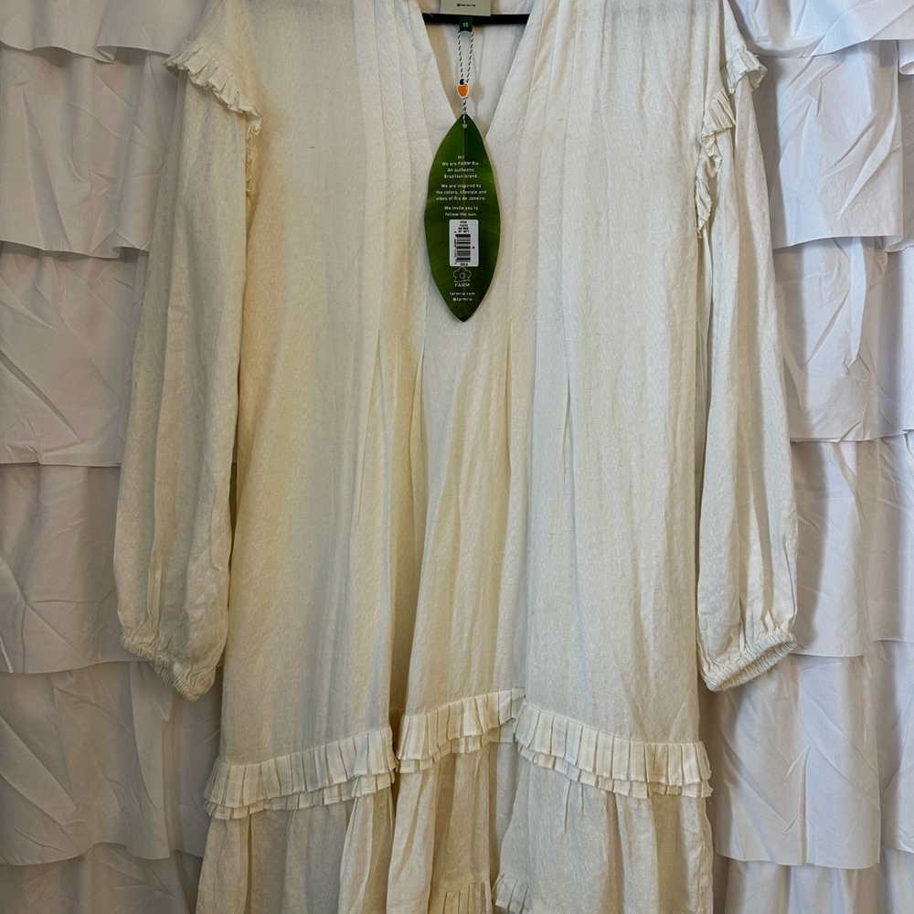 Farm Rio Pleated Midi Dress Off White